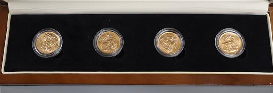 A British Empire Height of Prosperity four gold sovereign set; 1900 EF, 1901 AEF, 1902 EF and 1903 AEF, cased